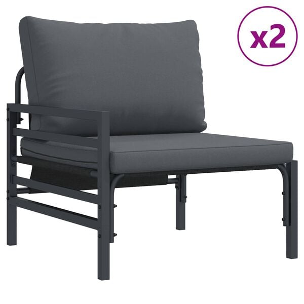 vidaXL Gartensofa-set mit Kissen 6 pcs Schwarz Stahl
