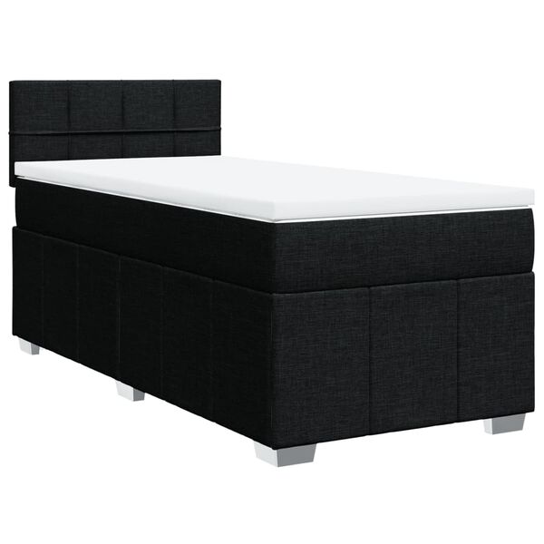 vidaXL Boxspringbett mit Matratze Schwarz 80x200 cm Stoff
