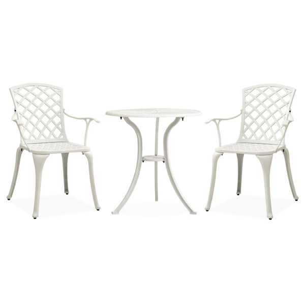 vidaXL 3-tlg. Bistro-Set Aluminiumguss Weiß