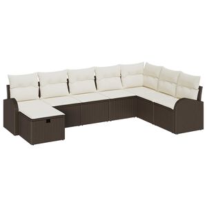 vidaXL Garten-Sofa-Set mit Kissen mit Speicher 8 pcs Braun Poly Rattan