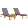 vidaXL Sonnenliege 3 pcs Braun Massivholz Akazie