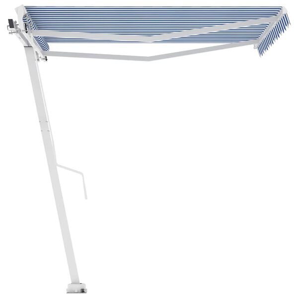 vidaXL Standmarkise Manuell Einziehbar 350x250 cm Blau/Wei&szlig;