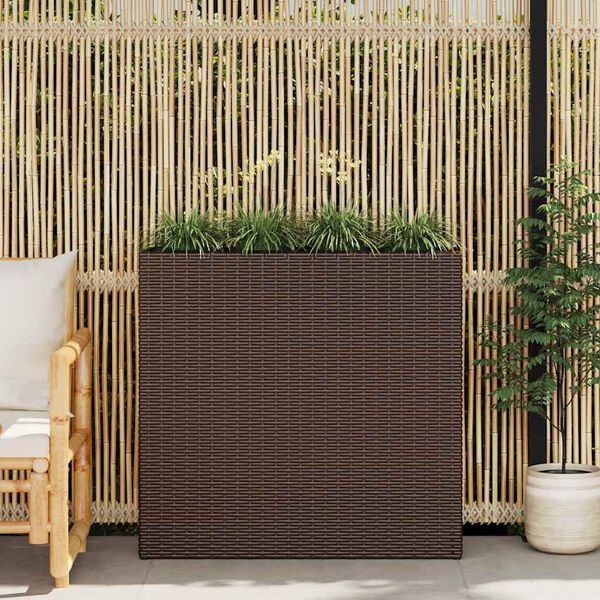 vidaXL Garten-Hochbeet mit 4 T&ouml;pfen Poly Rattan Braun