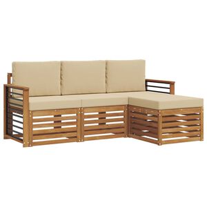 vidaXL Outdoor-Sofagarnitur mit Kissen 4 pcs Natur und Beige
