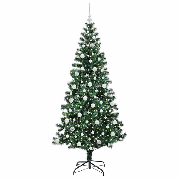 vidaXL K&uuml;nstlicher vorbeleuchteter Weihnachtsbaum Gr&uuml;n 210 cm