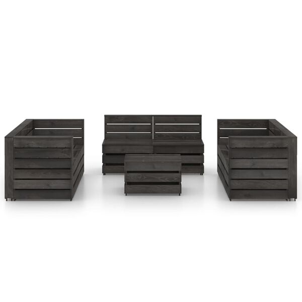 vidaXL 9-tlg. Garten-Lounge-Set Grau Impr&auml;gniertes Kiefernholz