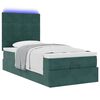 vidaXL Ottoman-Bett mit Matratzen & LEDs Dunkelgr&uuml;n 90x200 cm Samt