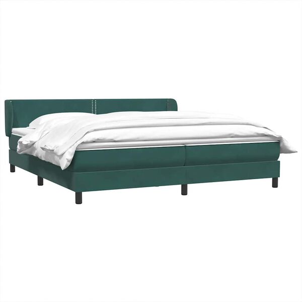 vidaXL Boxspringbett mit Matratzen Dunkelgr&uuml;n 200x210 cm Samt