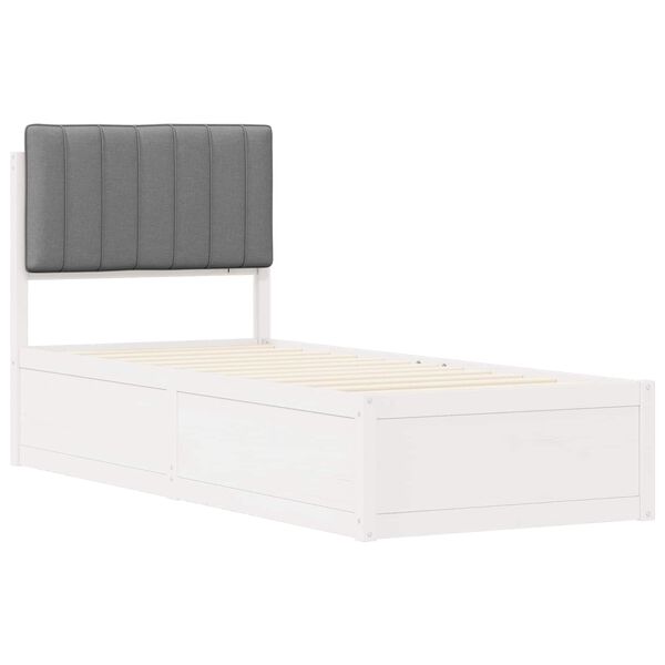 vidaXL Bettgestell mit gepolstertem Kopfteil Hellgrau 75 x 190 cm