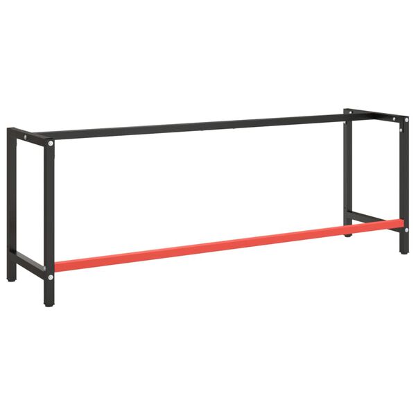 vidaXL Werkbankgestell Mattschwarz und Mattrot 220x57x79 cm Metall
