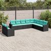 vidaXL 10-tlg. Garten-Sofagarnitur mit Kissen Schwarz Poly Rattan