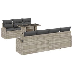 vidaXL Gartensofa-set mit Kissen 8 pcs Hellgrau Poly-Rattan