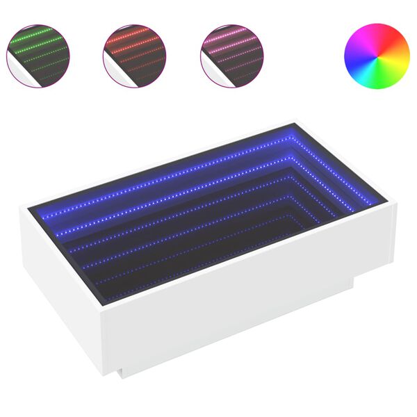 vidaXL LED-Couchtisch Wei&szlig; 90x50x30 cm Holzwerkstoff