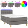 vidaXL Boxspringbett mit Matratze & LED Dunkelgrau 90x190 cm Stoff