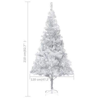 vidaXL Künstlicher Weihnachtsbaum mit LEDs & Kugeln Silbern 210cm PET