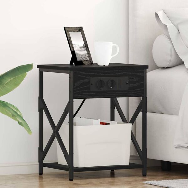 vidaXL Nachttisch Schwarz Eichen-Optik 41 x 31 x 51 cm Holzwerkstoff