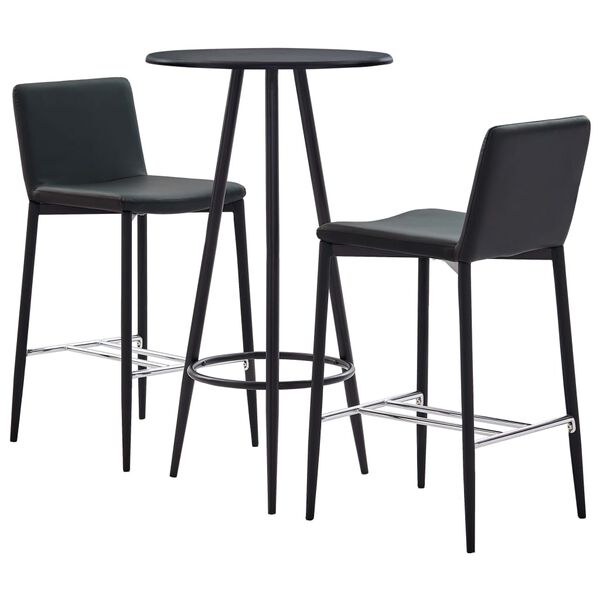 vidaXL 3-tlg. Bar-Set Kunstleder Grau