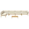 vidaXL Sofa Set mit Kissen Uni 6 pcs Creme Massivholz Akazie