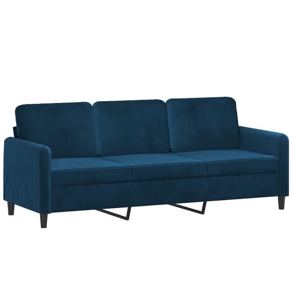 vidaXL 3-Sitzer-Sofa mit Hocker Blau 180 cm Samt
