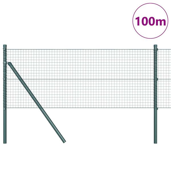 vidaXL Zaunpfosten Gr&uuml;n 100 x 0,4 m (25 x 25 mm Netz) Stahl und PVC