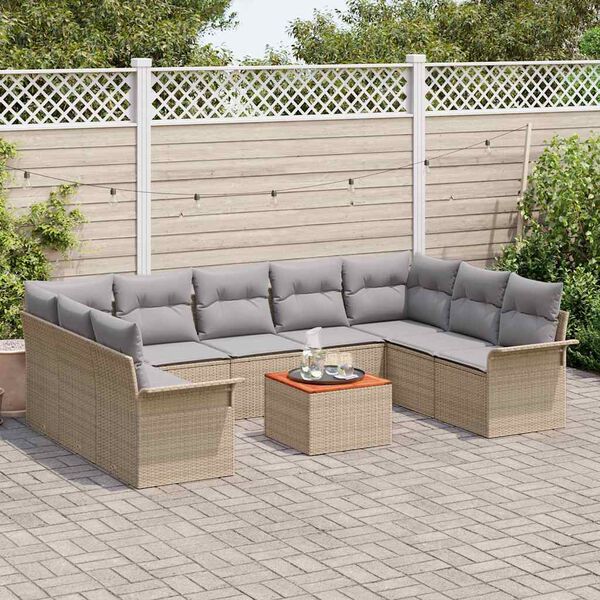 vidaXL Garten-Sofa-Set 10 pcs Beige Poly Rattan