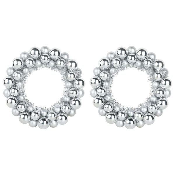 vidaXL Weihnachtsballkränze 2 pcs Silber 33 x 33 x 7 cm Polystyrol