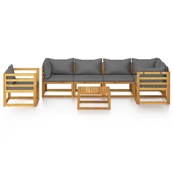 vidaXL 7-tlg. Garten-Lounge-Set mit Auflagen Massivholz Akazie
