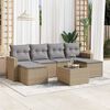 vidaXL 7-tlg. Garten-Sofagarnitur mit Kissen Beige Poly Rattan
