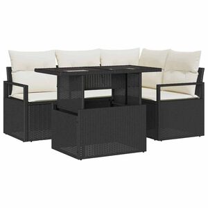 vidaXL Gartensofa-set 5 stk. 4-Sitzanzahl Schwarz und Creme