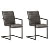 vidaXL Freischwinger 2 Stk. Grau Echtleder