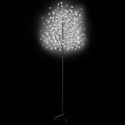 vidaXL Weihnachtsbaum 220 LEDs Kaltweißes Licht Kirschblüten 220 cm