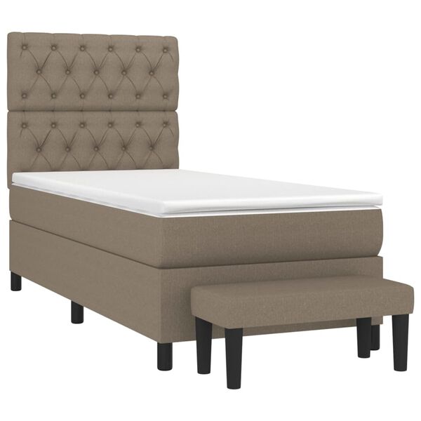 vidaXL Boxspringbett mit Matratze Taupe 80x200 cm Stoff