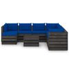 vidaXL 9-tlg. Garten-Lounge-Set mit Kissen Grau Impr&auml;gniertes Holz