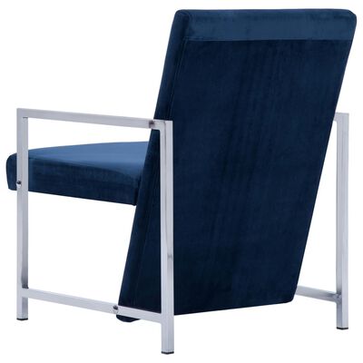 vidaXL Sessel mit verchromten Füßen Blau Samt