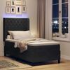 vidaXL LED Boxspringbett mit Matratze Argyle Schwarz 90 x 190 cm Samt