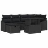 vidaXL Garten-Sofa-Set mit Kissen 7 pcs Schwarz Poly Rattan