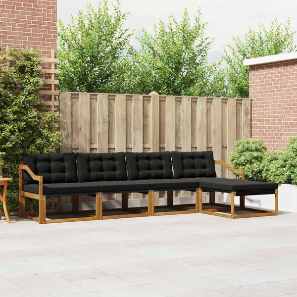 vidaXL Outdoor-Sofagarnitur mit Kissen 5 pcs Nat&uuml;rlich und Schwarz