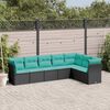 vidaXL 7-tlg. Garten-Sofagarnitur mit Kissen Schwarz Poly Rattan