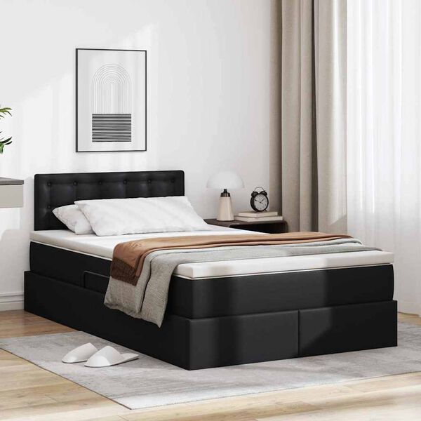 vidaXL Bett mit Stauraum und LED Schwarz 120 x 200 cm Kunstleder