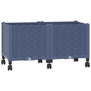 vidaXL Gartenpflanzer mit R&auml;dern Blaugrau 80 x 40 x 48 cm PP