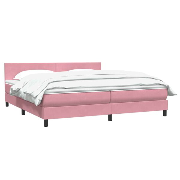 vidaXL Boxspringbett mit Matratze Rosa 180x220 cm Samt