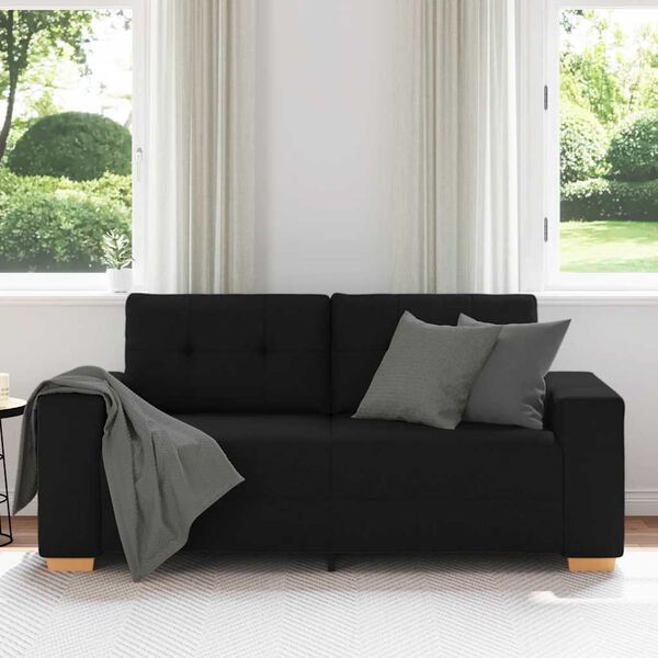vidaXL Zweisitzer-Sofa Schwarz 180x77x82 cm Stoff