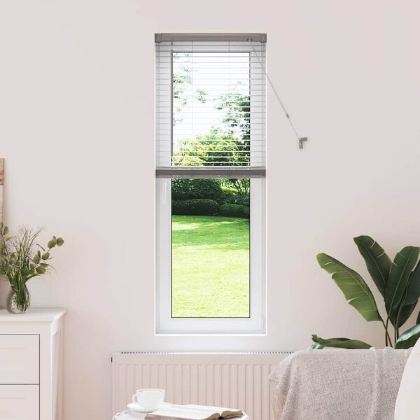 vidaXL Fensterjalousie mit Vorh&auml;ngen Silber Aluminium