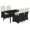 vidaXL 5-tlg. Garten-Essgruppe mit Kissen Schwarz Poly Rattan