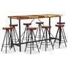 vidaXL 9-tlg. Bar-Set Recyceltes Massivholz, Echtleder und Canvas