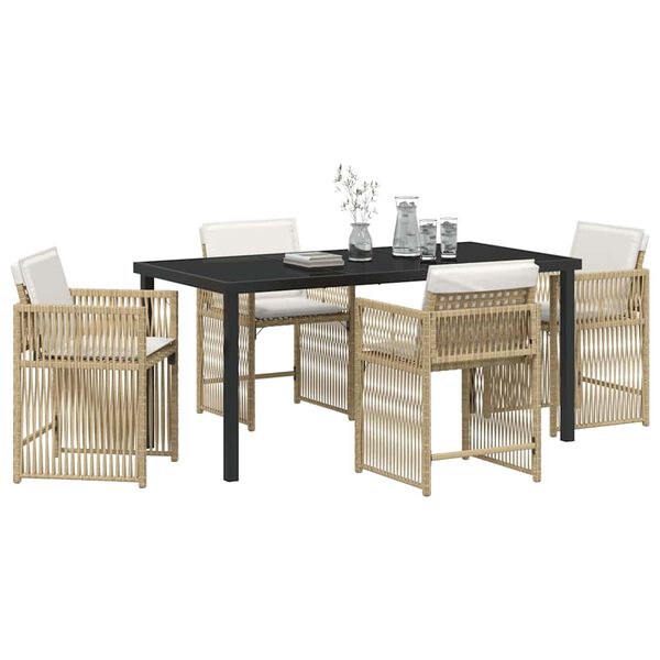 vidaXL Garten Essgruppe 5 pcs Beige Poly-Rattan