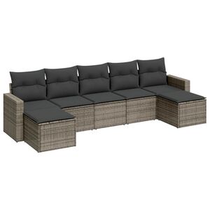 vidaXL 7-tlg. Garten-Sofagarnitur mit Kissen Grau Poly Rattan