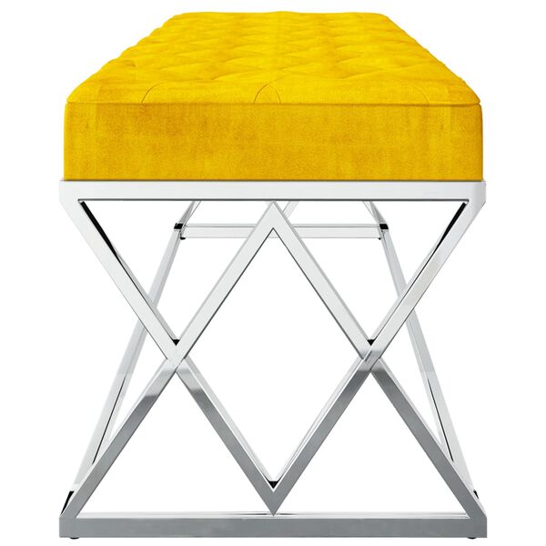 vidaXL Sitzbank Senfgelb Samt und Edelstahl