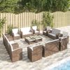 vidaXL 16-tlg. Garten-Lounge-Set mit Kissen Poly-Rattan Braun