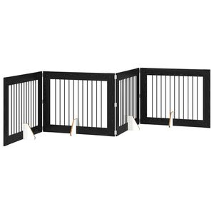 vidaXL Klappbares Hundetor mit St&auml;ndern 4 pcs Schwarze Eiche 401 cm
